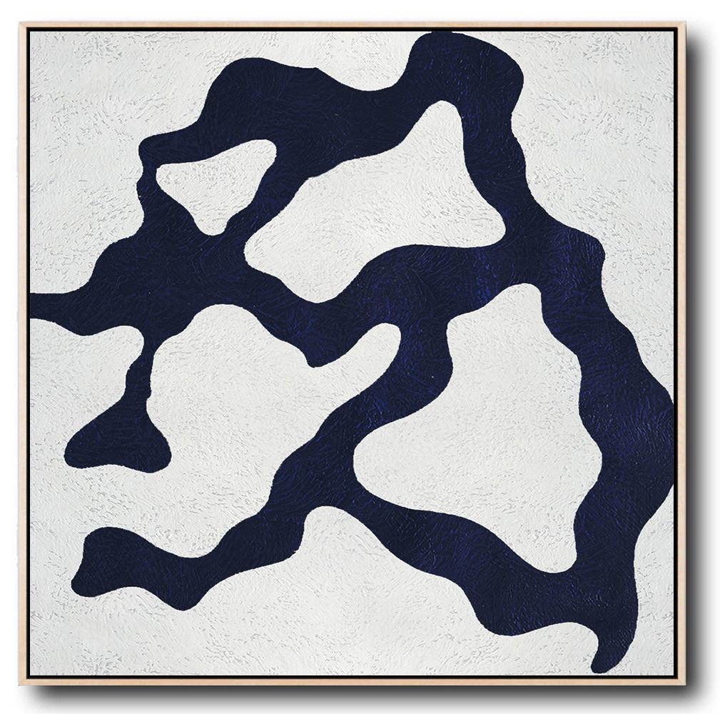 Extra Large Painting,Hand Painted Navy Minimalist Painting On Canvas,Huge Abstract Canvas Art